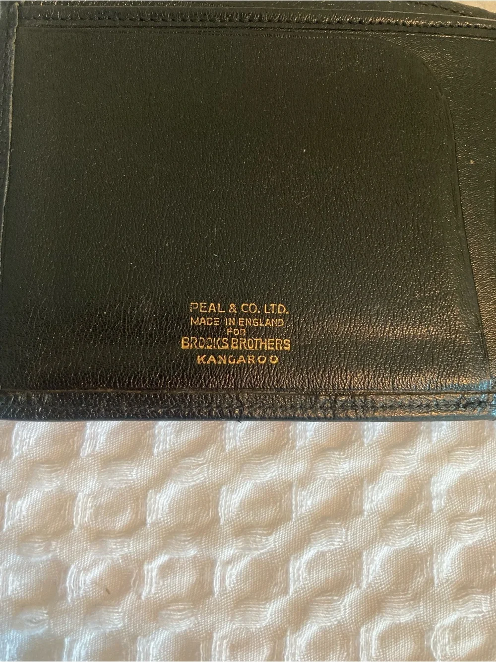 KANGAROO VTG Brooks Brothers Peal & Co. Made in England Black Leather Wallet
